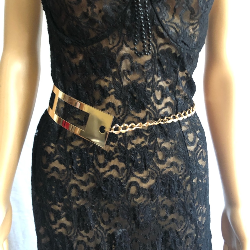 Vintage Gold Retro Unique Rectangular Square Belt - image 6